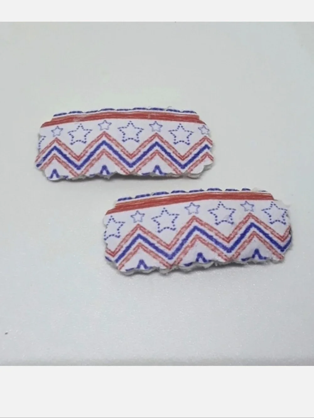 Kids Stars & Chevron Clip Set - White, Red & Blue Hair Accessories